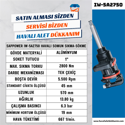 SAPPOWER IW-5A2750 Havalı Somun Sıkma-Sökme 1