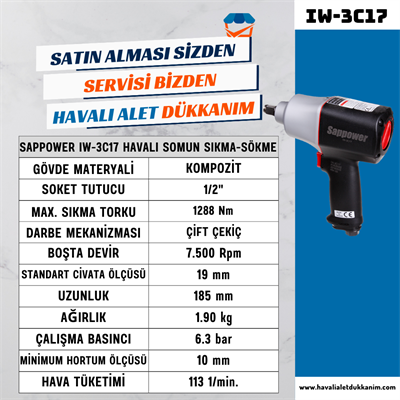SAPPOWER IW-3C17 Havalı Somun Sıkma-Sökme 1/2