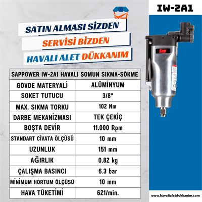 SAPPOWER IW-2A1 Havalı Somun Sıkma-Sökme 3/8