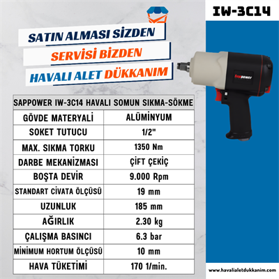 SAPPOWER IW-3C14 Havalı Somun Sıkma-Sökme 1/2