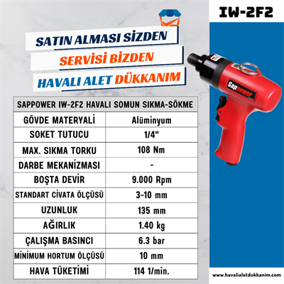 SAPPOWER IW-2F2 Havalı Somun Sıkma-Sökme 1/4
