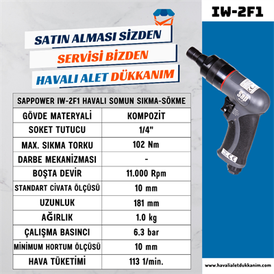 SAPPOWER IW-2F1 Havalı Somun Sıkma-Sökme 1/4