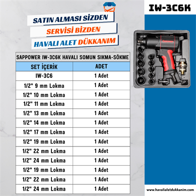SAPPOWER IW-3C6K Havalı Somun Sıkma-Sökme 1/2