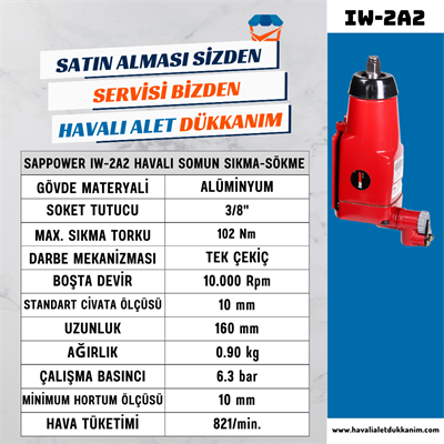 SAPPOWER IW-2A2 Havalı Somun Sıkma-Sökme 3/8