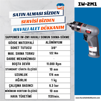 SAPPOWER IW-2M1 Havalı Somun Sıkma-Sökme 3/8