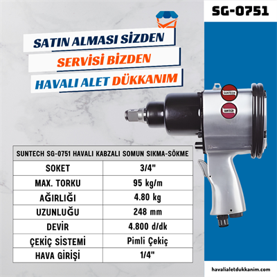 SUNTECH SG-0751 Havalı Kabzalı Somun Sıkma-Sökme 3/4