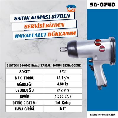 SUNTECH SG-0740 Havalı Kabzalı Somun Sıkma-Sökme 3/4