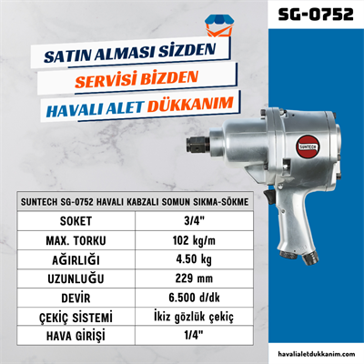 SUNTECH SG-0752 Havalı Kabzalı Somun Sıkma-Sökme 3/4