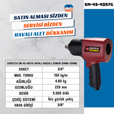 SUNTECH SM-45-4057G Havalı Kabzalı Somun Sıkma-Sökme 3/4