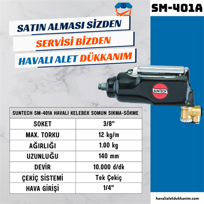 SUNTECH SM-401A Havalı Kelebek Somun Sıkma-Sökme 3/8