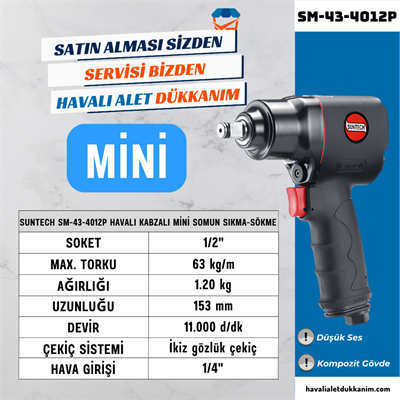 SUNTECH SM-43-4012P Havalı Kabzalı Mini Somun Sıkma-Sökme 1/2