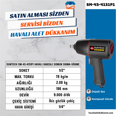 SUNTECH SM-43-4131P1 Havalı Kabzalı Somun Sıkma-Sökme 1/2