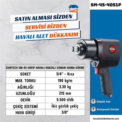 SUNTECH SM-45-4051P Havalı Kabzalı Somun Sıkma-Sökme 3/4