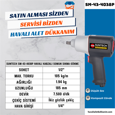 SUNTECH SM-43-4038P Havalı Kabzalı Somun Sıkma-Sökme 1/2