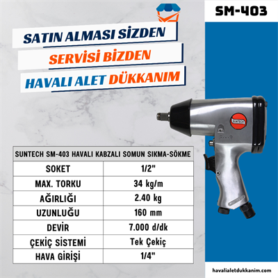 SUNTECH SM-403 Havalı Kabzalı Somun Sıkma-Sökme 1/2