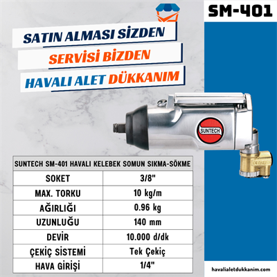 SUNTECH SM-401 Havalı Kelebek Somun Sıkma-Sökme 3/8