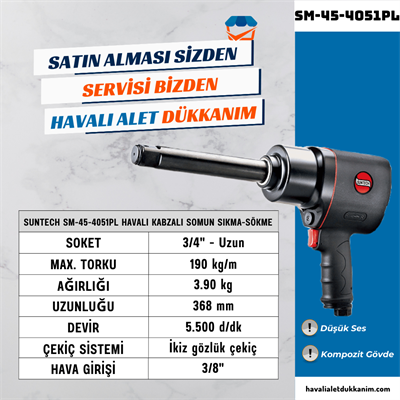 SUNTECH SM-45-4051PL Havalı Kabzalı Somun Sıkma-Sökme 3/4