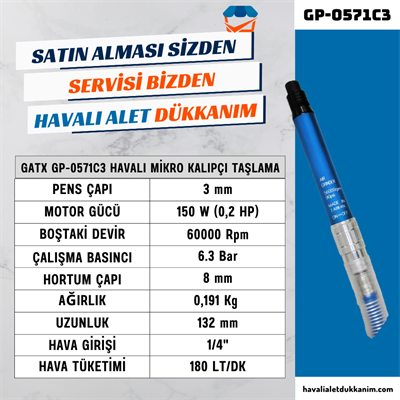GATX GP-0571C3 Havalı Mikro Kalıpçı Taşlama