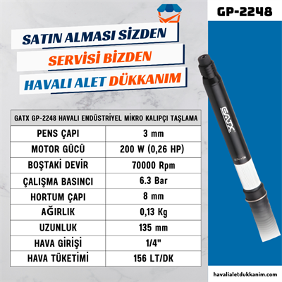 GATX GP-2248 Havalı Endüstriyel Mikro Kalıpçı Taşlama