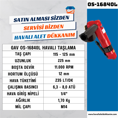 GAV OS-16840L Havalı Taşlama
