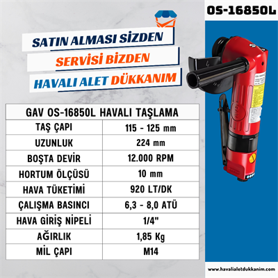 GAV OS-16850L Havalı Taşlama