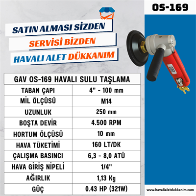 GAV OS-169 Havalı Sulu Taşlama