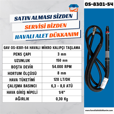 GAV OS-8301-54 Havalı Mikro Kalıpçı Taşlama