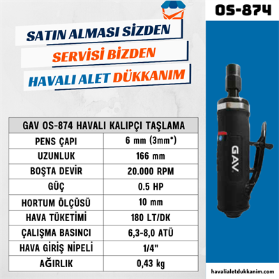 GAV OS-874 Havalı Kalıpçı Taşlama