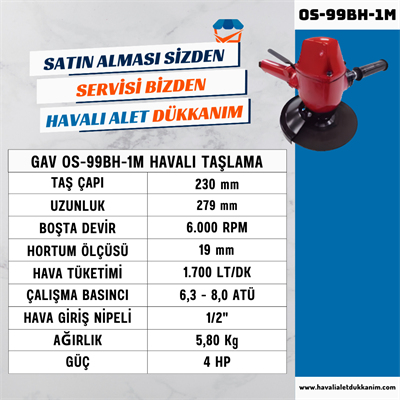 GAV OS-99BH-1M Havalı Taşlama (Dikey Tip)