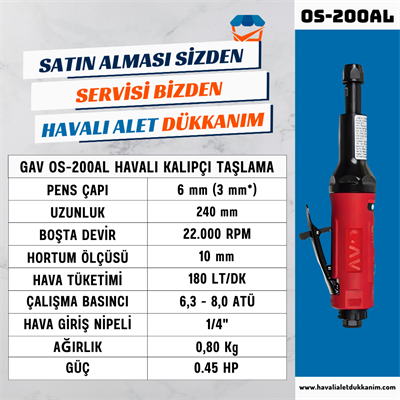 GAV OS-200AL Havalı Kalıpçı Taşlama