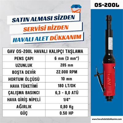GAV OS-200L Havalı Kalıpçı Taşlama