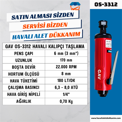 GAV OS-3312 Havalı Kalıpçı Taşlama