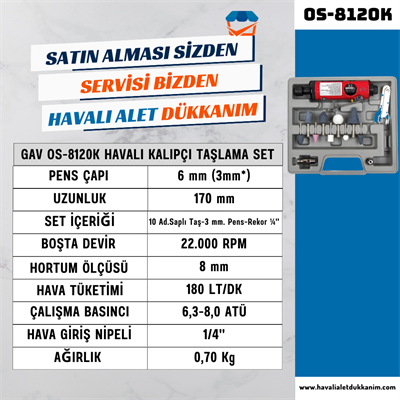 GAV OS-8120K Havalı Kalıpçı Taşlama Set