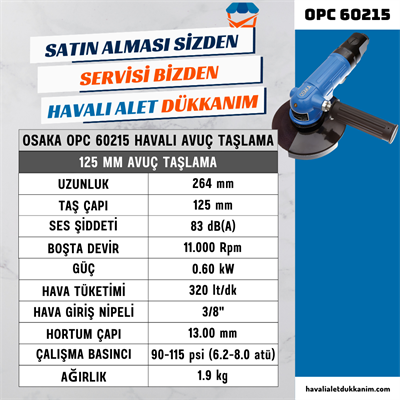 OSAKA OPC 60215 Havalı Avuç Taşlama 125 mm