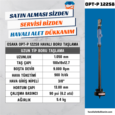 OSAKA OPT-P 122S8 Havalı Boru Taşlama Uzun Tip