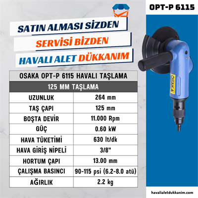 OSAKA OPT-P 6115 Havalı Taşlama 125 mm