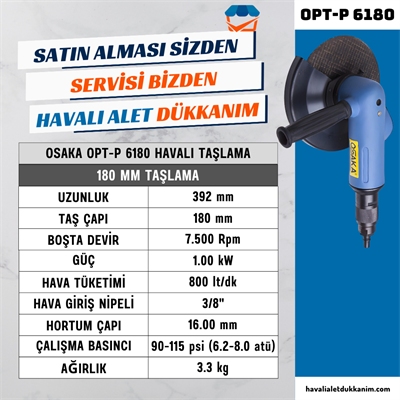 OSAKA OPT-P 6180 Havalı Taşlama 180 mm
