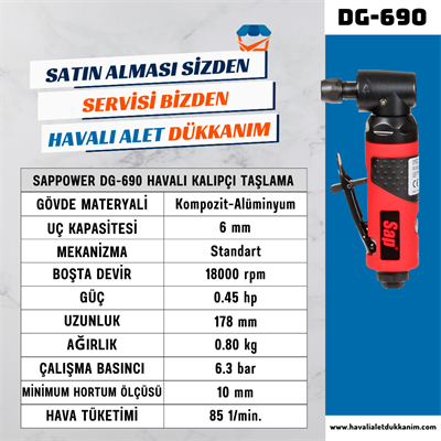 SAPPOWER DG-690 Havalı Kalıpçı Taşlama 90°