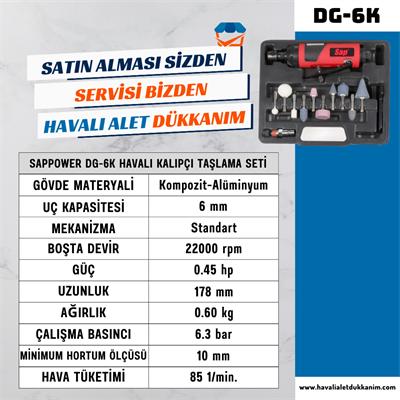 SAPPOWER DG-6K Havalı Kalıpçı Taşlama Seti