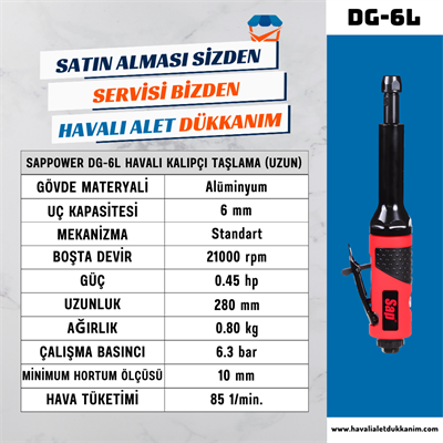 SAPPOWER DG-6L Havalı Kalıpçı Taşlama (Uzun)