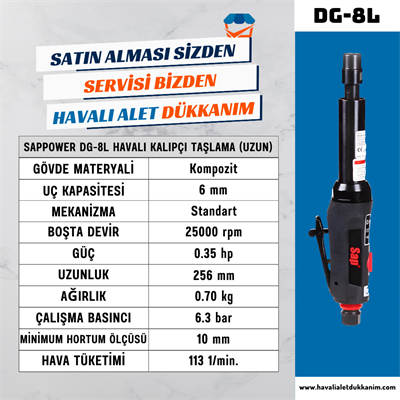 SAPPOWER DG-8L Havalı Kalıpçı Taşlama (Uzun)