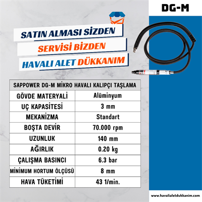 SAPPOWER DG-M Mikro Havalı Kalıpçı Taşlama