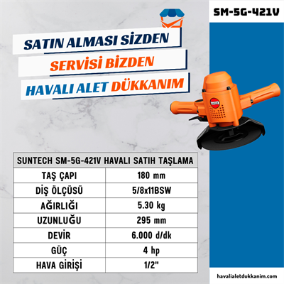 SUNTECH SM-5G-421V Havalı Satıh Taşlama 180 mm