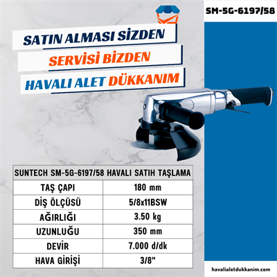 SUNTECH SM-5G-6197/58 Havalı Satıh Taşlama 180 mm