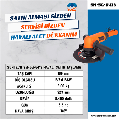 SUNTECH SM-5G-6413 Havalı Satıh Taşlama 180 mm