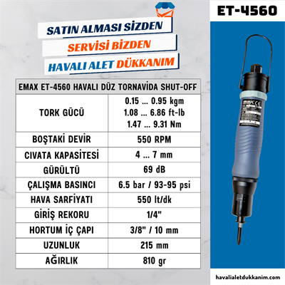 EMAX ET-4560 Havalı Shut Off Düz Tornavida 6 mm