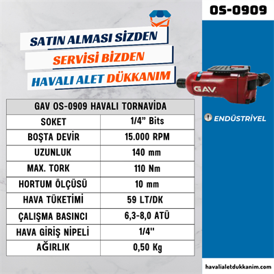 GAV OS-0909 Havalı Tornavida 6 mm