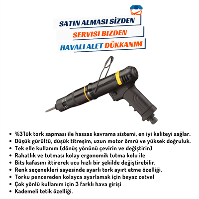 GAV OS-30PGS-25 Havalı Tornavida - Tabanca Tip (Shut Off)