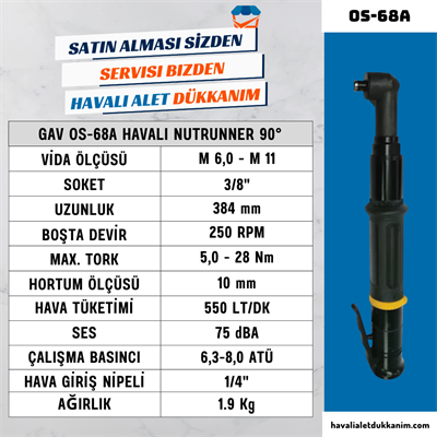 GAV OS-68A Havalı Nutrunner 90° (Shut Off)