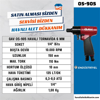 GAV OS-905 Havalı Tornavida 6 mm